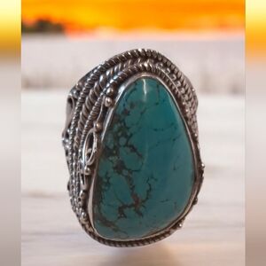 Vintage Turquoise Stone Silver Ring